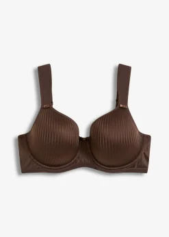 bonprix bonprix Sujetador con tirantes acolchados y efecto brillante marrón oscuro con rayas Hot