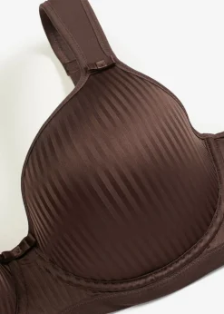bonprix bonprix Sujetador con tirantes acolchados y efecto brillante marrón oscuro con rayas Hot