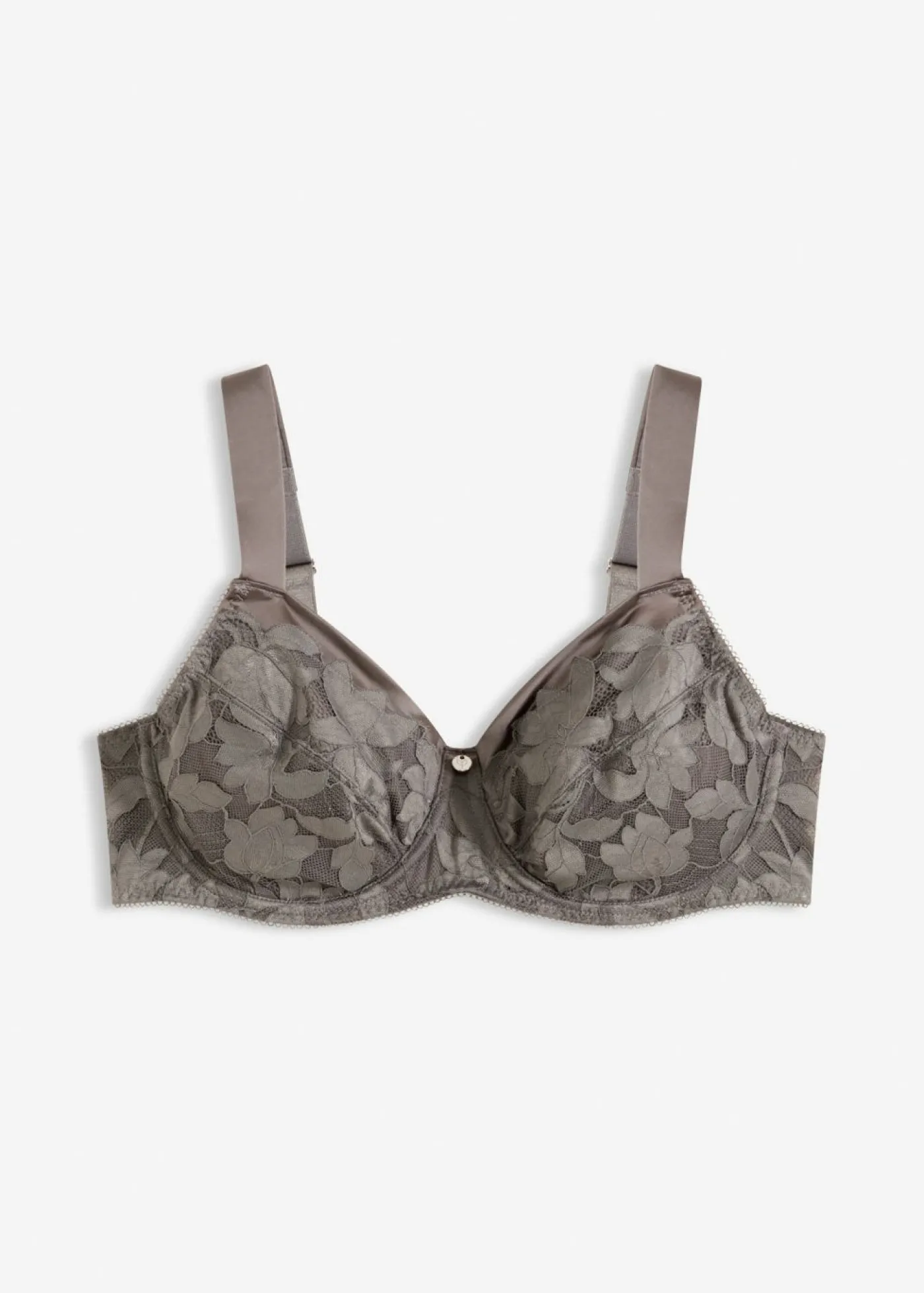bonprix bonprix Sujetador con tirantes acolchados y encaje brillante Gris granito Online