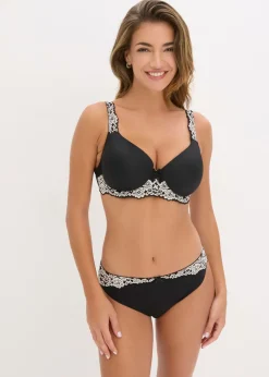 bonprix bonprix Sujetador con tirantes acolchados Negro-blanco lana Best