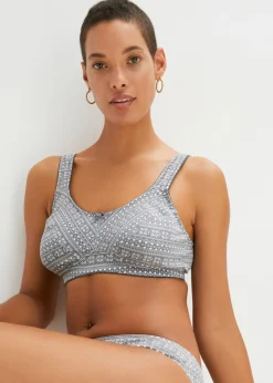 bonprix bonprix Sujetador de algodón orgánico sin aros (2 unidades) Gris jaspeado/blanco estampado+ gris jaspeado Clearance