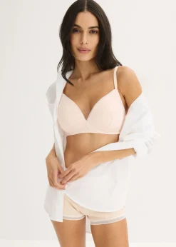 bonprix bonprix Sujetador de cierre frontal, sin aros, con algodón orgánico (2 unidades) rosa seda-gris claro jaspeado-blanco Clearance