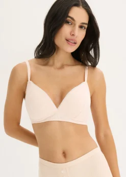 bonprix bonprix Sujetador de cierre frontal, sin aros, con algodón orgánico (2 unidades) rosa seda-gris claro jaspeado-blanco Hot