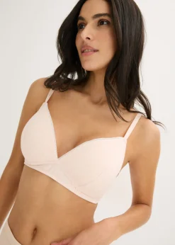 bonprix bonprix Sujetador de cierre frontal, sin aros, con algodón orgánico (2 unidades) rosa seda-gris claro jaspeado-blanco Hot