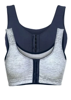 bonprix bonprix Sujetador de cierre frontal, sin aros, con algodón orgánico (2 unidades) Azul marino estampado-azul marino Outlet