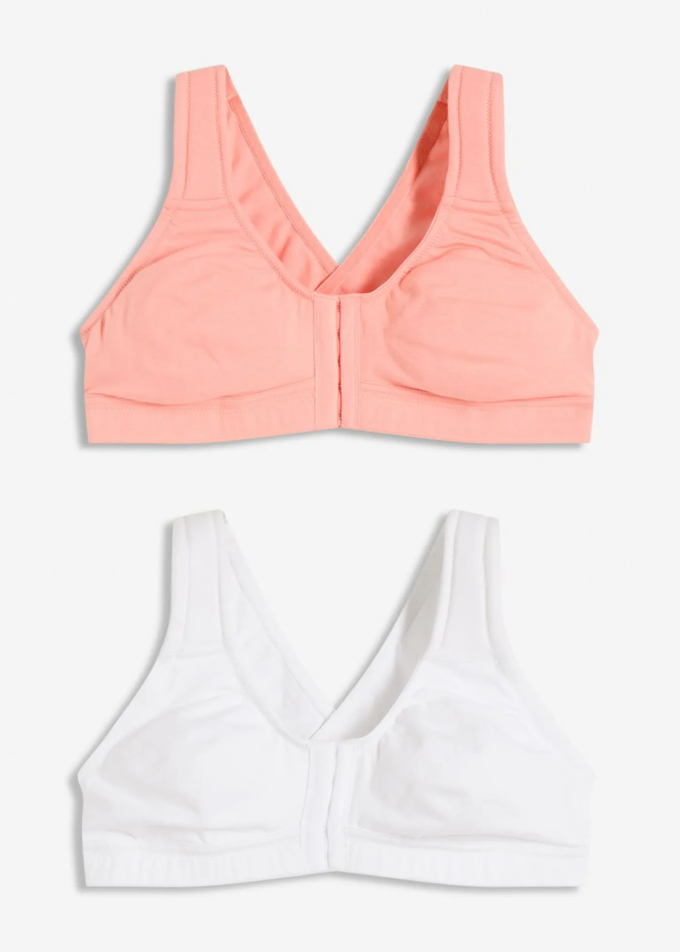 bonprix bonprix Sujetador de cierre frontal, sin aros, con algodón orgánico (2 unidades) blanco-rosa salmón Discount