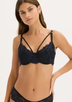 bonprix bonprix Sujetador de delicado encaje fino Negro-azul marino Online