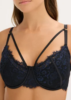 bonprix bonprix Sujetador de delicado encaje fino Negro-azul marino Online