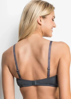 bonprix bonprix Sujetador de lactancia con algodón orgánico (2 unidades) Crudo/gris estampado + antracita Clearance