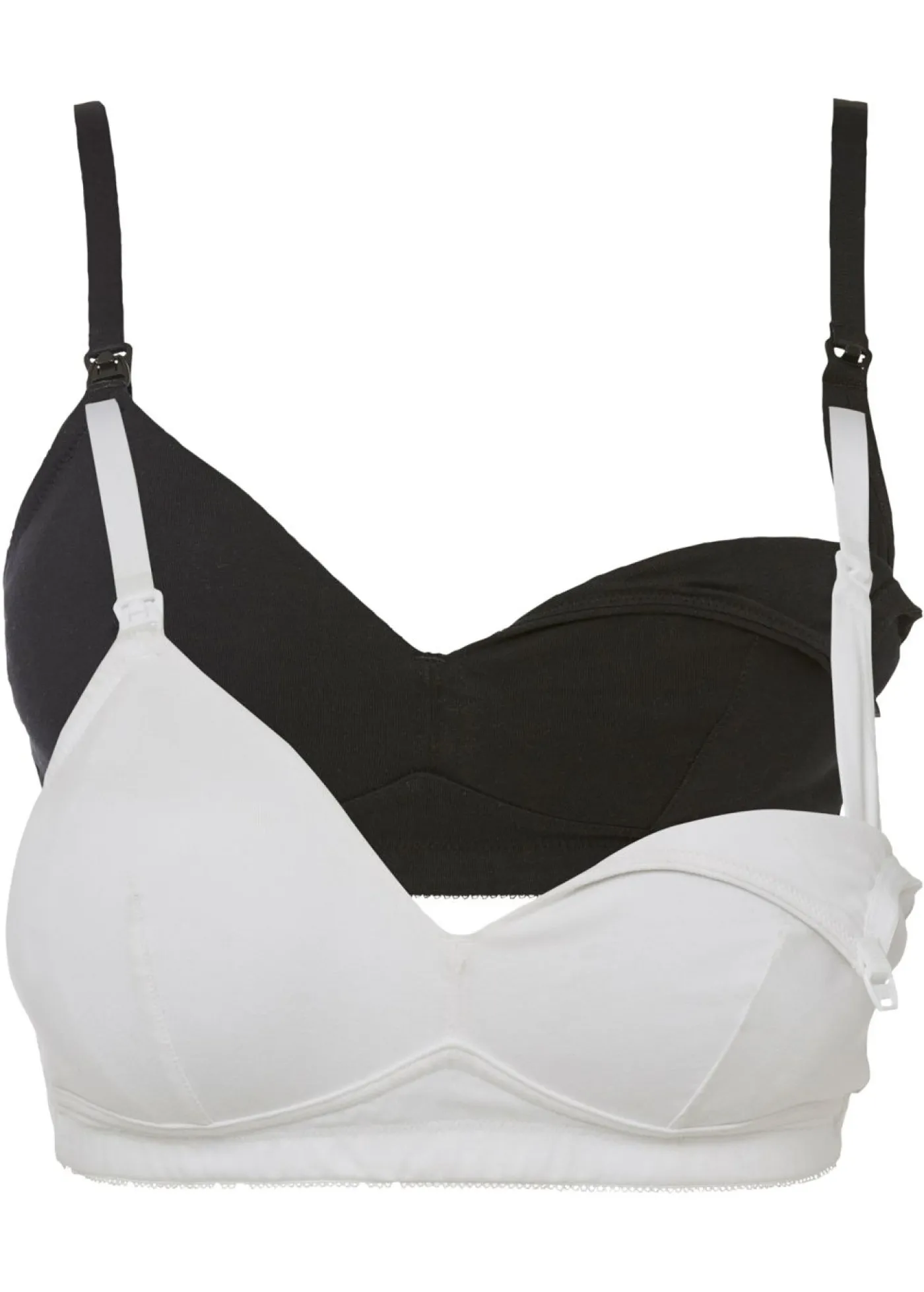 bonprix bonprix Sujetador de lactancia sin aros con algodón orgánico (2 unidades) Negro-blanco Sale