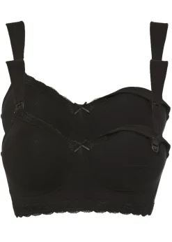 bonprix bonprix Sujetador de lactancia sin aros con algodón orgánico (2 unidades) 2 unidades de color negro Discount