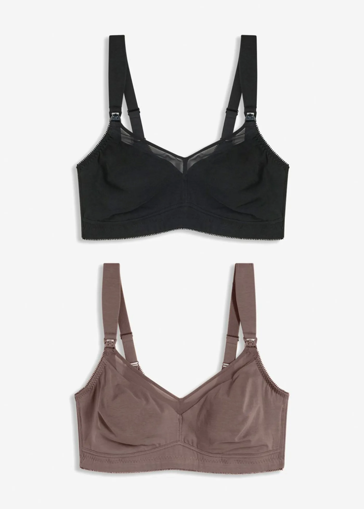 bonprix bonprix Sujetador de lactancia sin aros con algodón orgánico (2 unidades) Negro + marrón mate Clearance