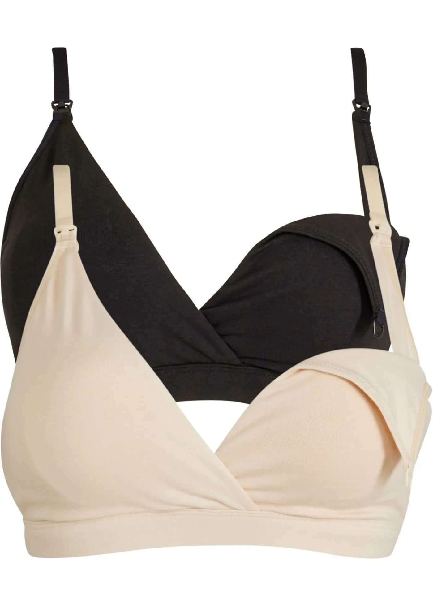 bonprix bonprix Sujetador de lactancia sin aros con algodón orgánico (2 unidades) Negro-gris guijarro Discount
