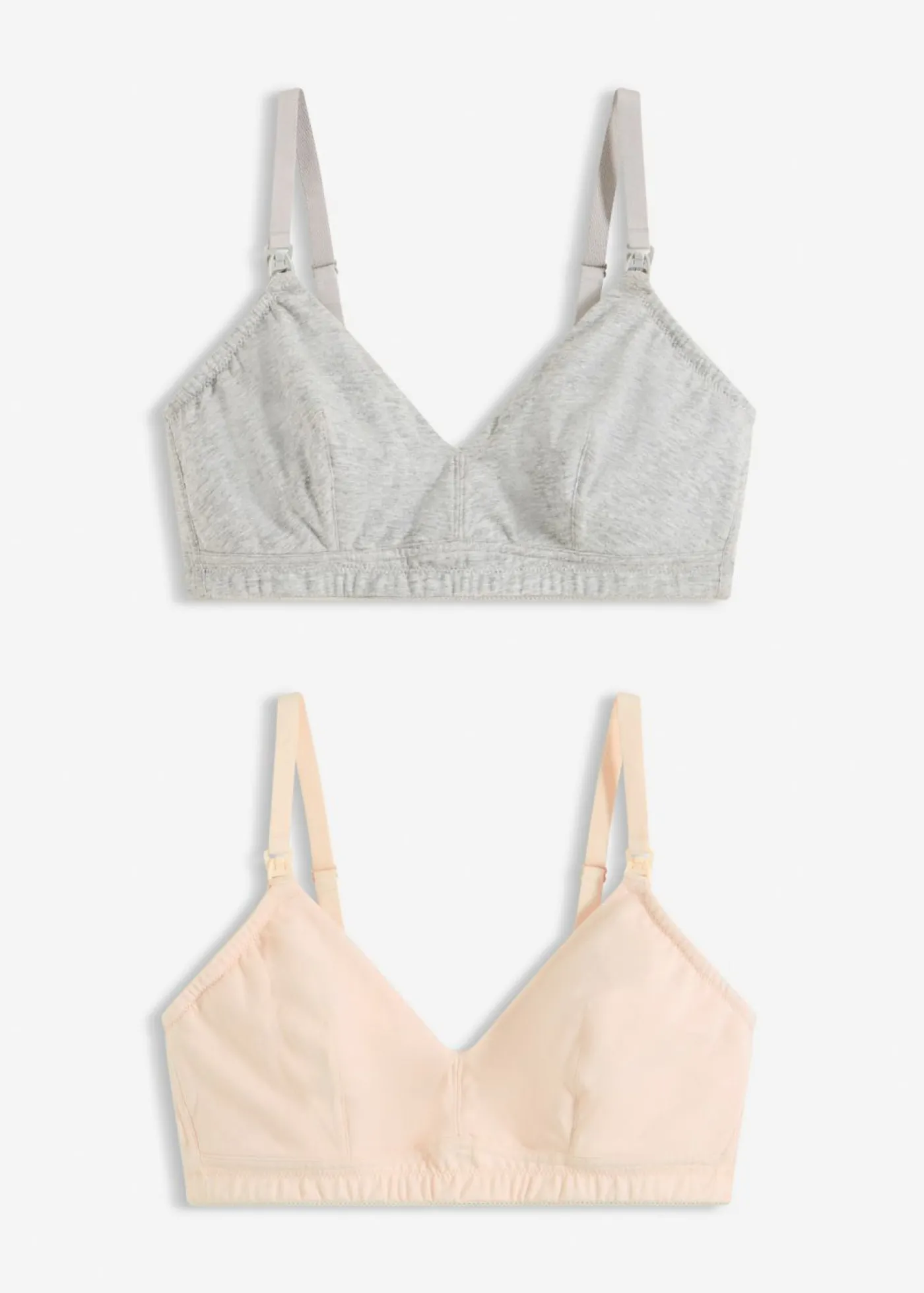 bonprix bonprix Sujetador de lactancia sin aros con algodón orgánico (2 unidades) Rosa seda + gris claro jaspeado Online