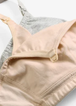 bonprix bonprix Sujetador de lactancia sin aros con algodón orgánico (2 unidades) Rosa seda + gris claro jaspeado Online
