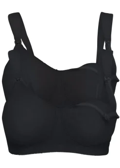 bonprix bonprix Sujetador de lactancia sin aros con algodón orgánico (2 unidades) Negro-negro