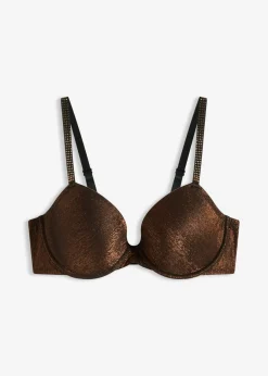 bonprix bonprix Sujetador de material brillante Negro-cobre metalizado Outlet