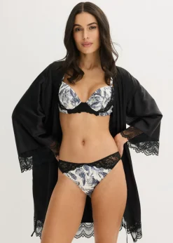 bonprix bonprix Sujetador de satén bordado Gris acero Discount