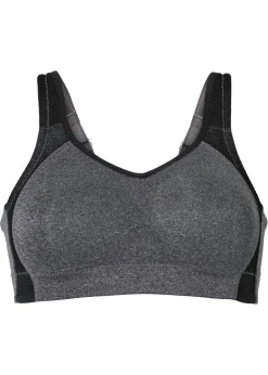 bonprix bonprix Sujetador deportivo con soporte medio Gris-negro jaspeado Discount