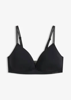 bonprix bonprix Sujetador Feel Comfort sin aros con inserto de malla Negro Hot