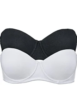 bonprix bonprix Sujetador multiposición con aros y algodón orgánico (2 unidades) Negro-blanco