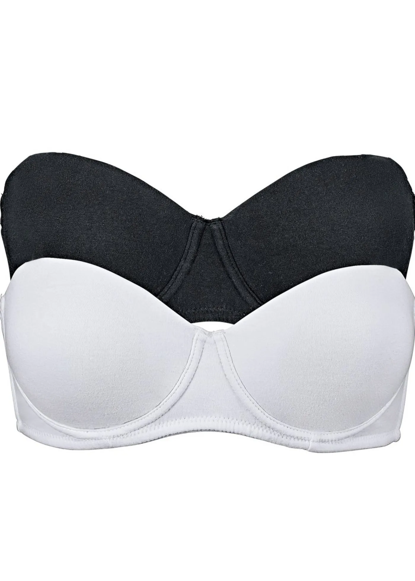 bonprix bonprix Sujetador multiposición con aros y algodón orgánico (2 unidades) Negro-blanco