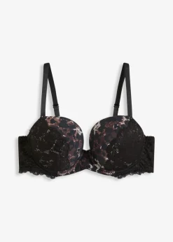 bonprix bonprix Sujetador push-up con encaje fino estampado leo negro-piedra-marrón oscuro-marrón castaño Best