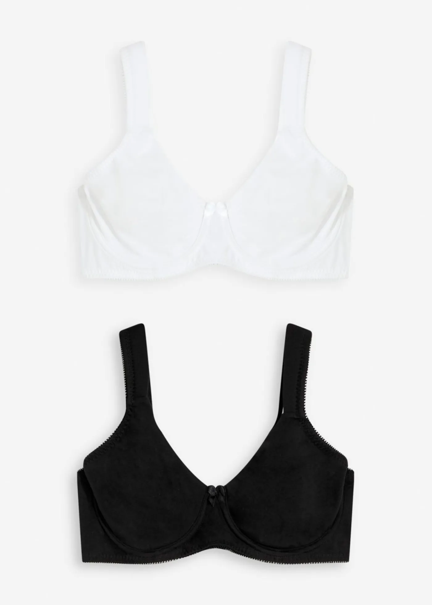 bonprix bonprix Sujetador reductor básico de algodón orgánico con aros (2 unidades) Negro-blanco