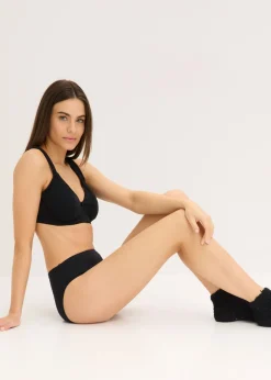 bonprix bonprix Sujetador reductor básico de algodón orgánico con aros (2 unidades) Negro-blanco