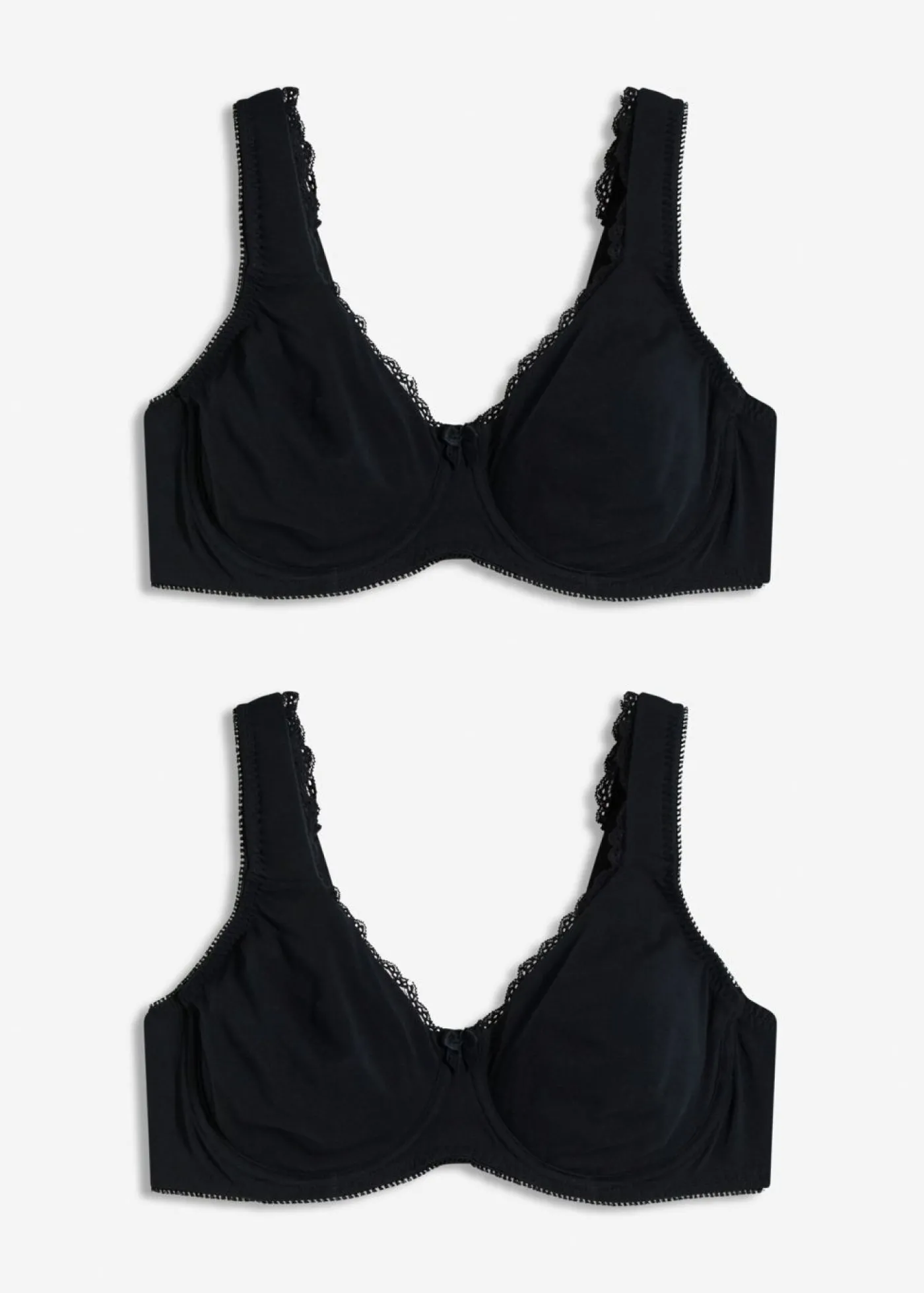 bonprix bonprix Sujetador reductor básico de algodón orgánico con aros (2 unidades) Negro Outlet
