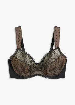 bonprix bonprix Sujetador reductor con bordado elegante Negro-beige Hot