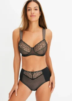 bonprix bonprix Sujetador reductor con bordado elegante Negro-beige Hot