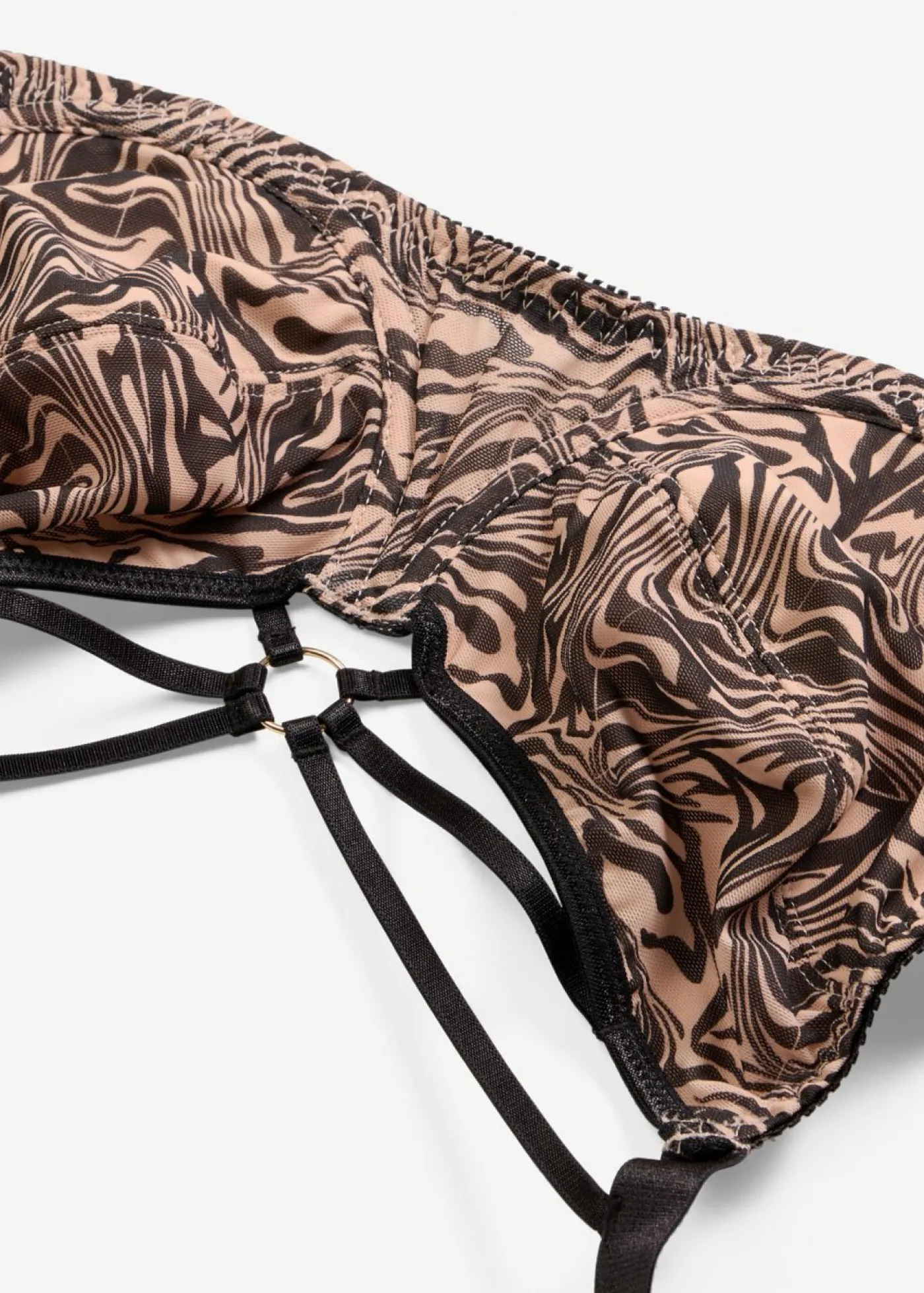 bonprix bonprix Sujetador reductor con detalles decorativos y malla estampada estampado cebra negro Discount