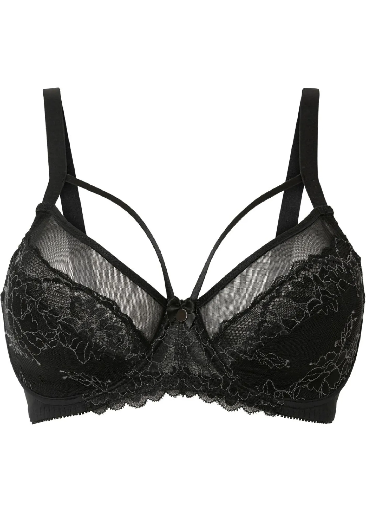 bonprix bonprix Sujetador reductor con encaje delicado Negro-plata mate