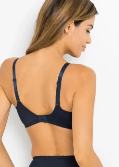 bonprix bonprix Sujetador reductor con encaje de filigrana Azul marino + melocotón