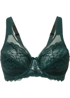 bonprix bonprix Sujetador reductor con encaje delicado Verde intenso Clearance