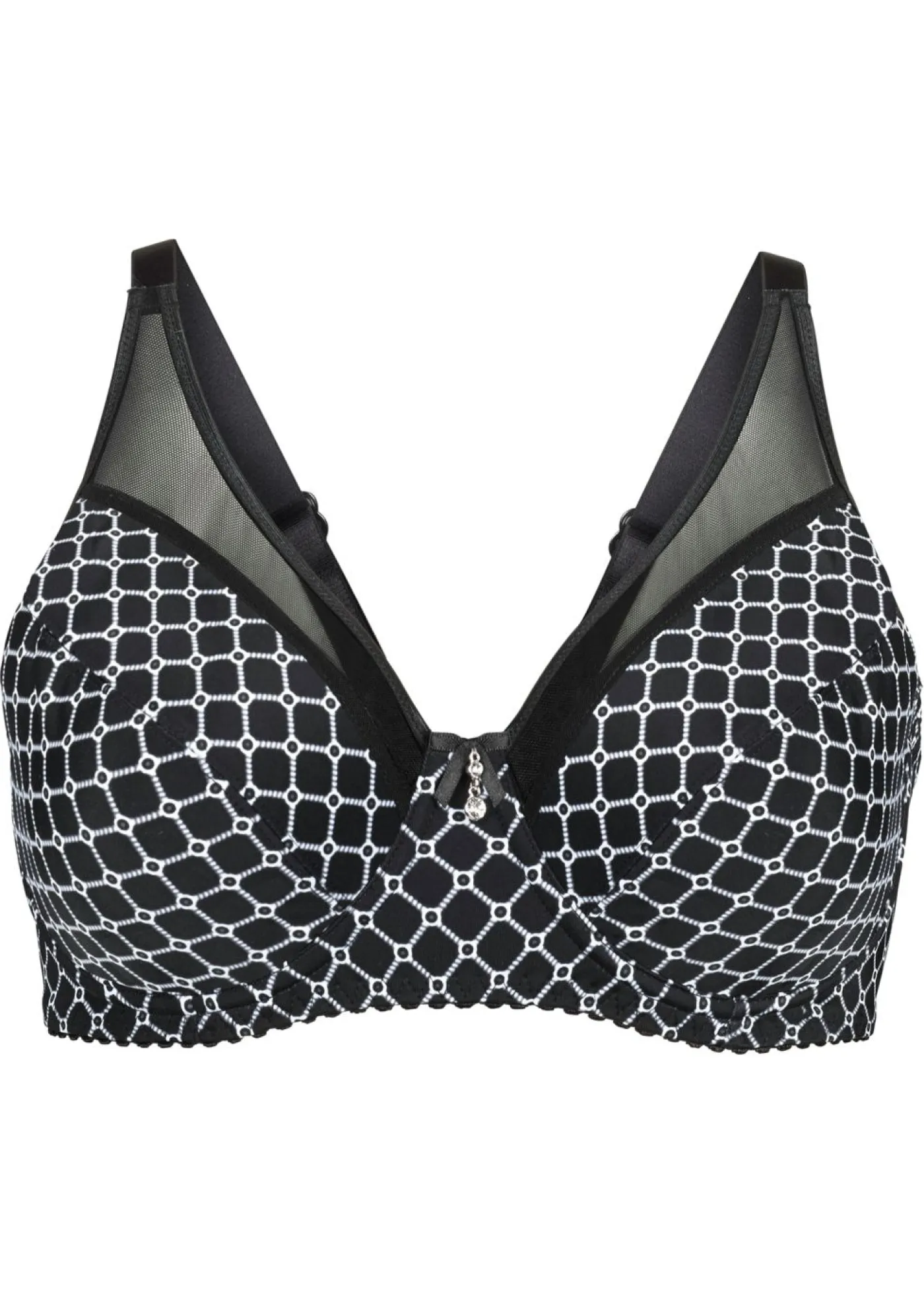 bonprix bonprix Sujetador reductor con malla Negro-blanco estampado Best
