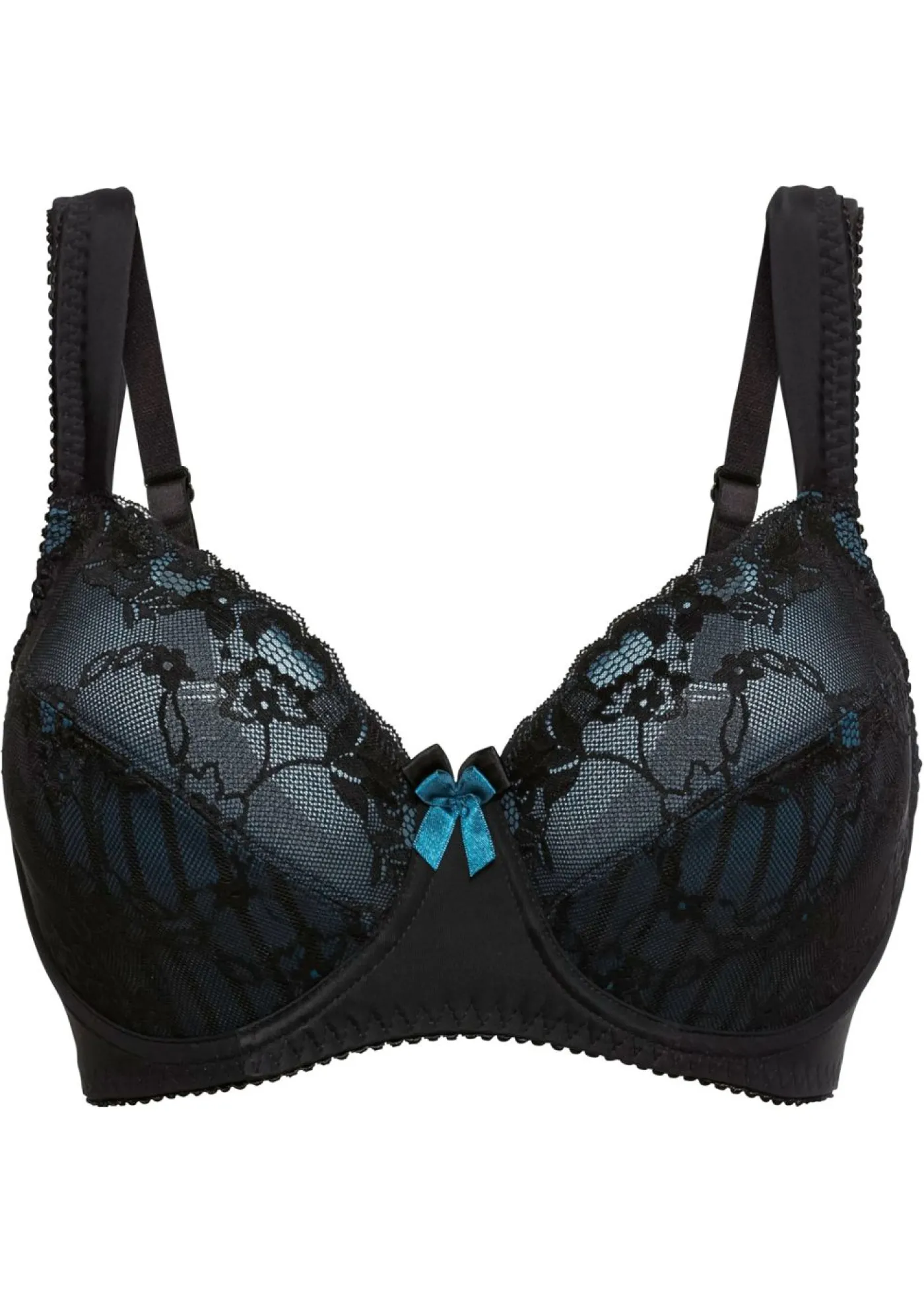 bonprix bonprix Sujetador reductor con tirantes acolchados Negro/azul petróleo de rayas Online