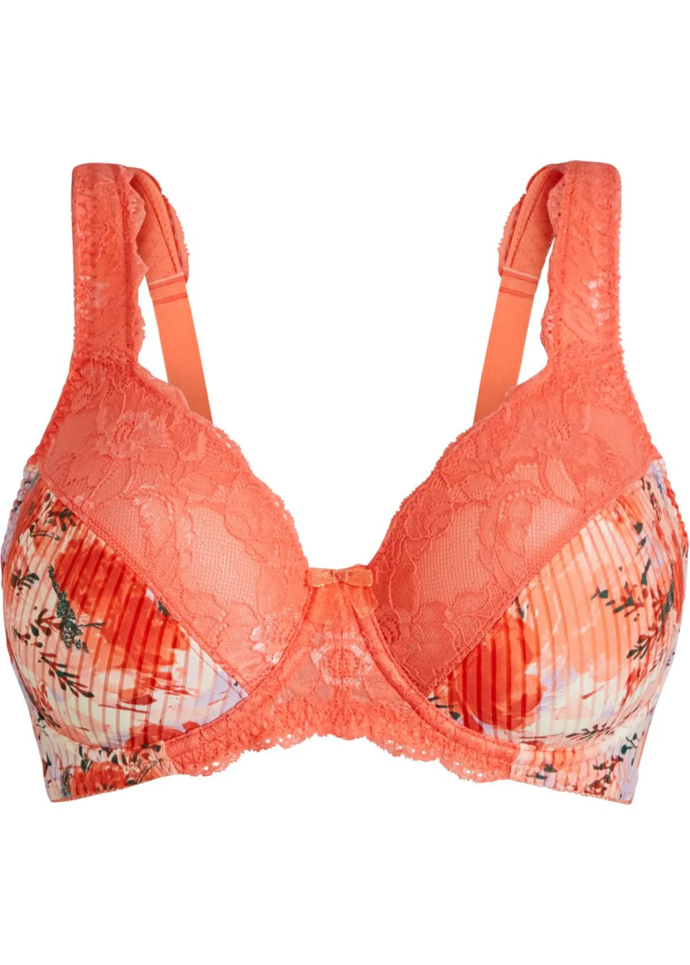 bonprix bonprix Sujetador reductor con tirantes acolchados Naranja salmón de flores Sale