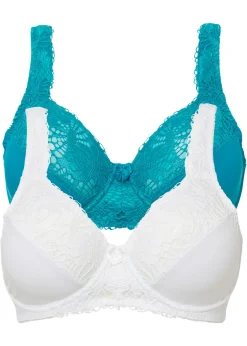 bonprix bonprix Sujetador reductor con tirantes acolchados (2 unidades) Blanco + verde petróleo Hot
