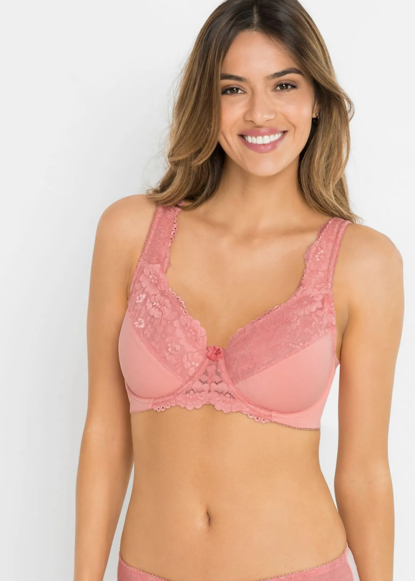 bonprix bonprix Sujetador reductor con tirantes acolchados (2 unidades) Rojo ruibarbo/coral claro Best