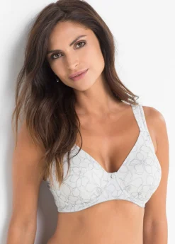 bonprix bonprix Sujetador reductor con tirantes acolchados Plata mate-gris oscuro estampado New