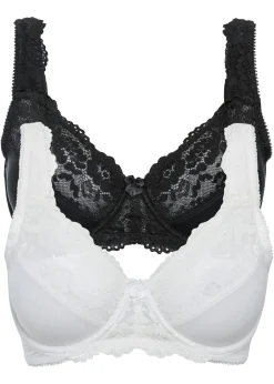 bonprix bonprix Sujetador reductor con tirantes acolchados (2 unidades) Negro-nude Clearance
