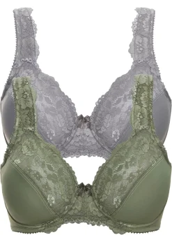 bonprix bonprix Sujetador reductor con tirantes acolchados (2 unidades) Verde oliva-gris Discount
