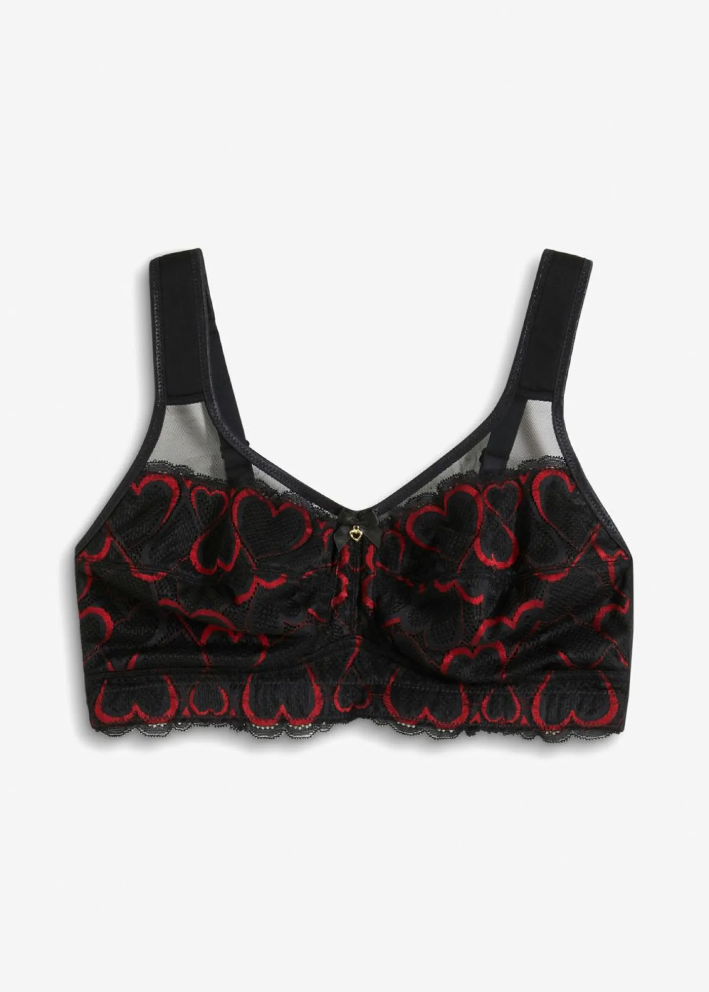 bonprix bonprix Sujetador reductor sin aros con tirantes acolchados Negro-rojo salsa Outlet