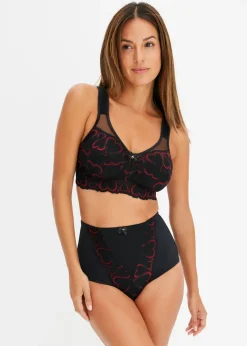 bonprix bonprix Sujetador reductor sin aros con tirantes acolchados Negro-rojo salsa Outlet