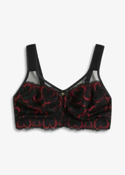 bonprix bonprix Sujetador reductor sin aros con tirantes acolchados Negro-rojo salsa Sale