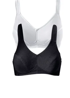 bonprix bonprix Sujetador sin aros (2 unidades) de algodón orgánico Negro-blanco Sale