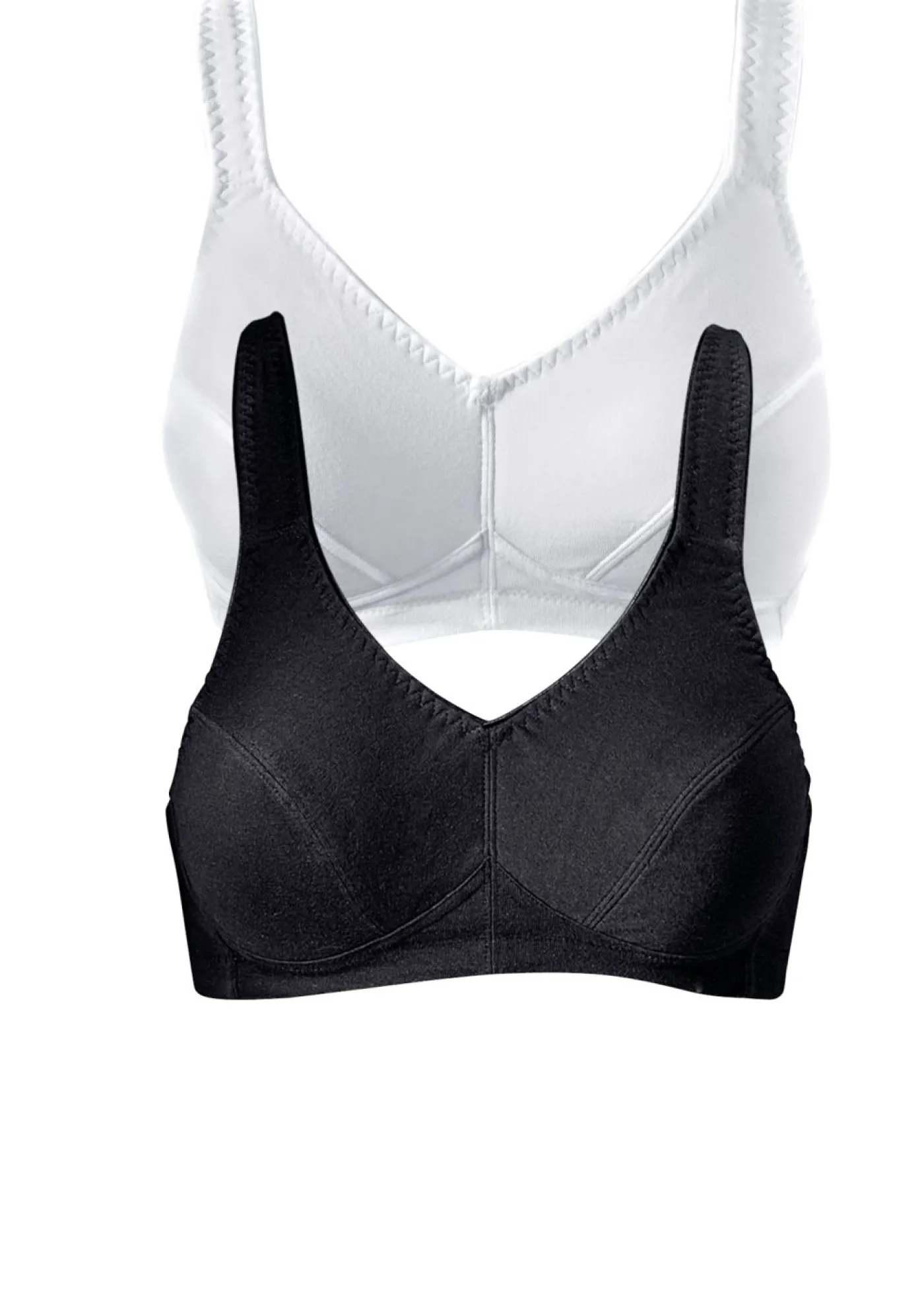 bonprix bonprix Sujetador sin aros (2 unidades) de algodón orgánico Negro-blanco Sale