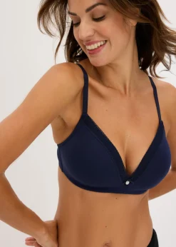 bonprix bonprix Sujetador sin aros con algodón orgánico (2 unidades) beige perla-azul marino Best